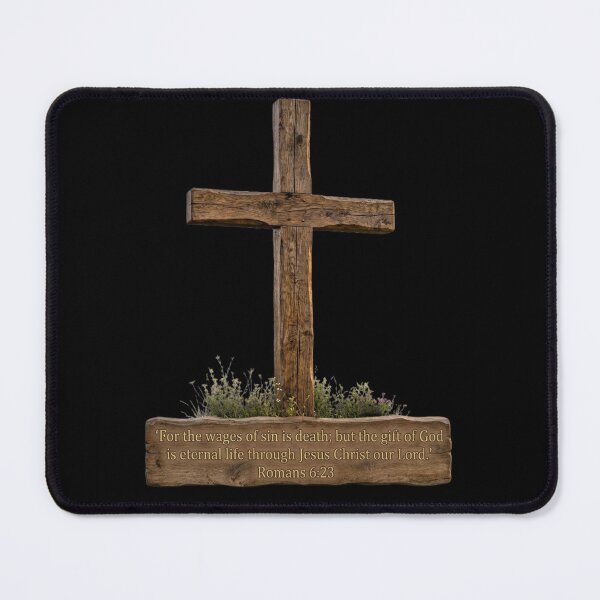 Item preview, Wooden Christian Cross with Romans 6:23 Verse designed and sold by RoyalDeluxGo.