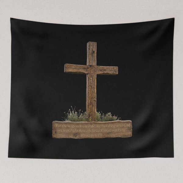 Item preview, Wooden Christian Cross with Romans 6:23 Verse designed and sold by RoyalDeluxGo.