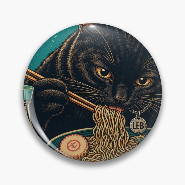 Item preview, Black Cat eating Ramen designed and sold by LuluLeb.