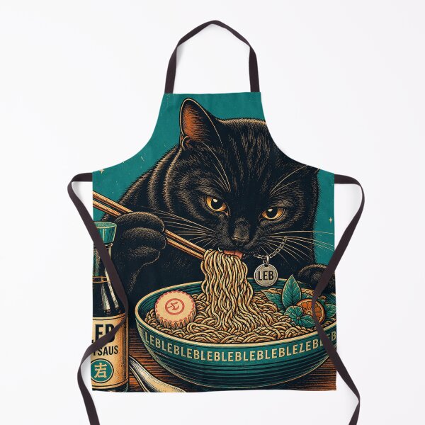 Item preview, Black Cat eating Ramen designed and sold by LuluLeb.