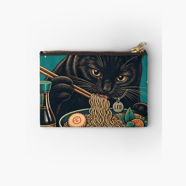 Item preview, Black Cat eating Ramen designed and sold by LuluLeb.