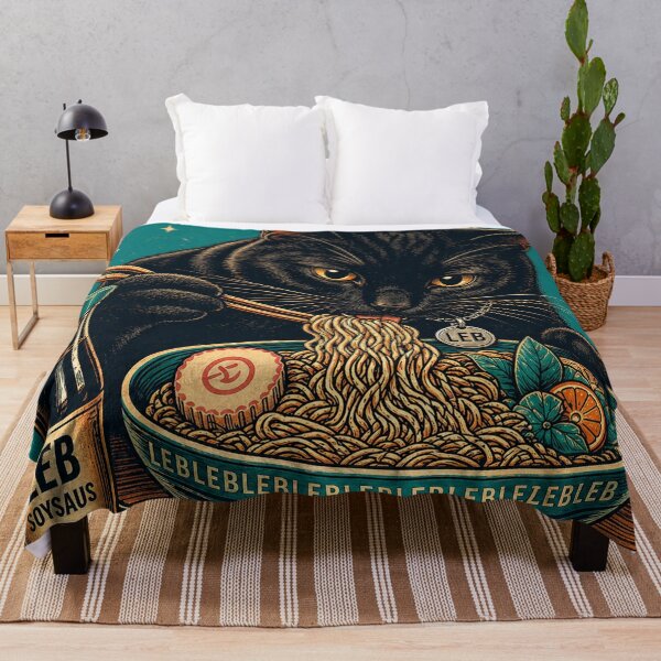 Item preview, Black Cat eating Ramen designed and sold by LuluLeb.
