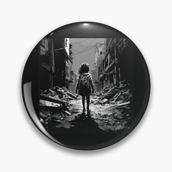Item preview, Black and White Child Survivor in Ruined City designed and sold by inkoutninja.