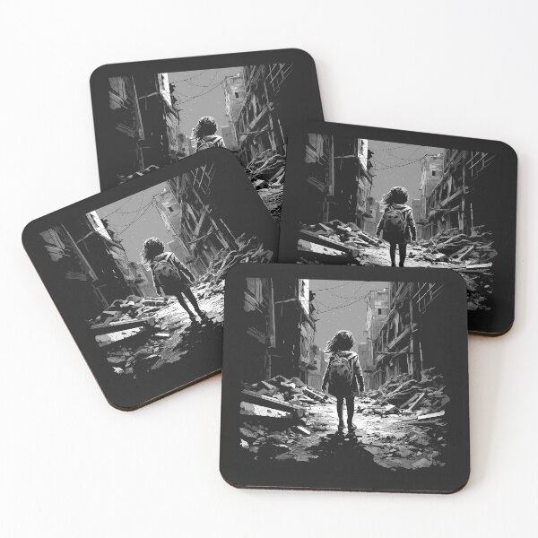 Item preview, Black and White Child Survivor in Ruined City designed and sold by inkoutninja.