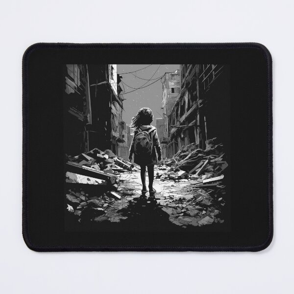 Item preview, Black and White Child Survivor in Ruined City designed and sold by inkoutninja.