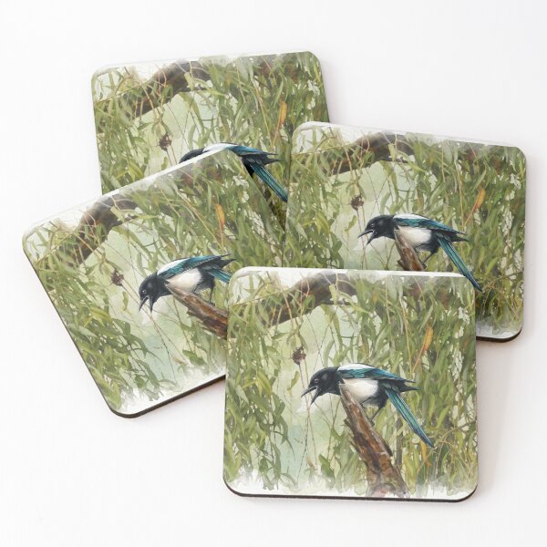 Item preview,  Magpie in Weeping Willow — Digital Watercolour Fine Art from Real Photography | Bird Art designed and sold by M.ALK.Watercolor.