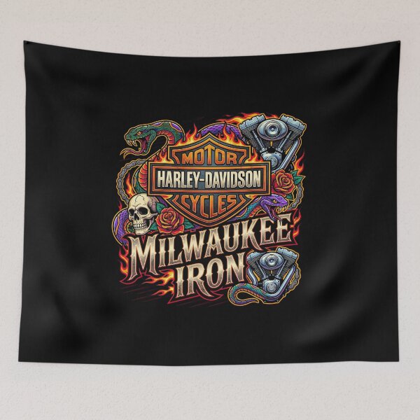 Item preview, Milwaukee Iron Harley Davidson Vintage Custom Motorcycle Graphic designed and sold by enzoade.