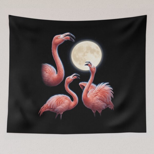 Item preview, Flamingo Howling Moon Art Animal Lover designed and sold by TerryConnells.