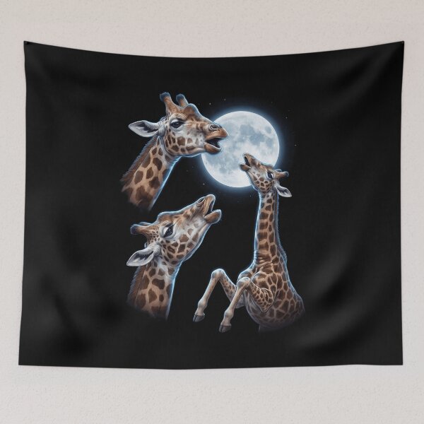 Aperçu de l'œuvre Girafe hurlant à la lune, art pour les amoureux des animaux créée et vendue par TerryConnells.