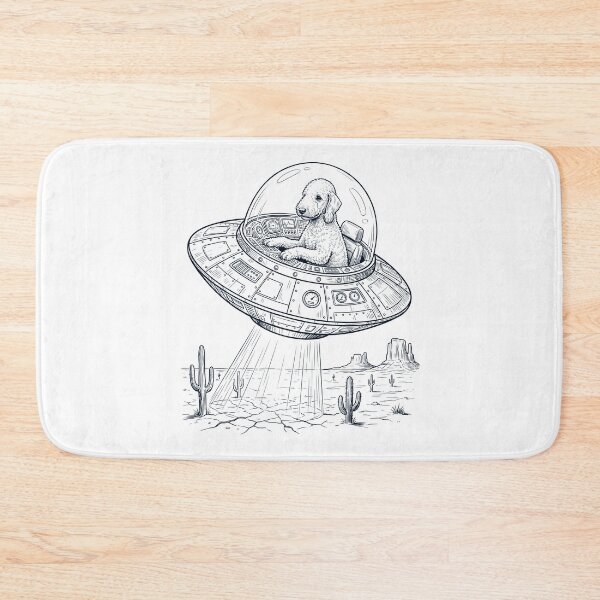 Item preview, Vintage Bedlington Terrier Riding UFO Dog Mom Dad Lover designed and sold by DoodleTortle.