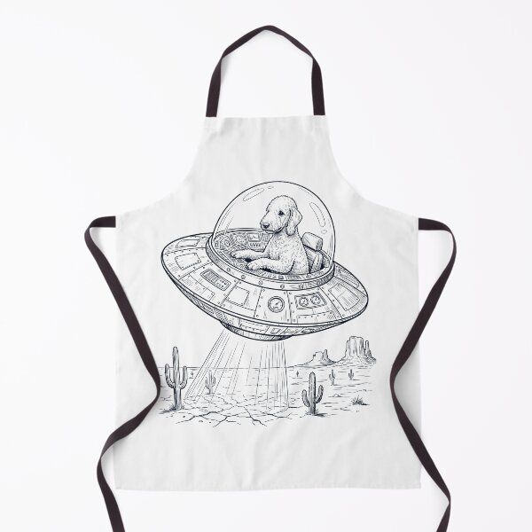Item preview, Vintage Bedlington Terrier Riding UFO Dog Mom Dad Lover designed and sold by DoodleTortle.