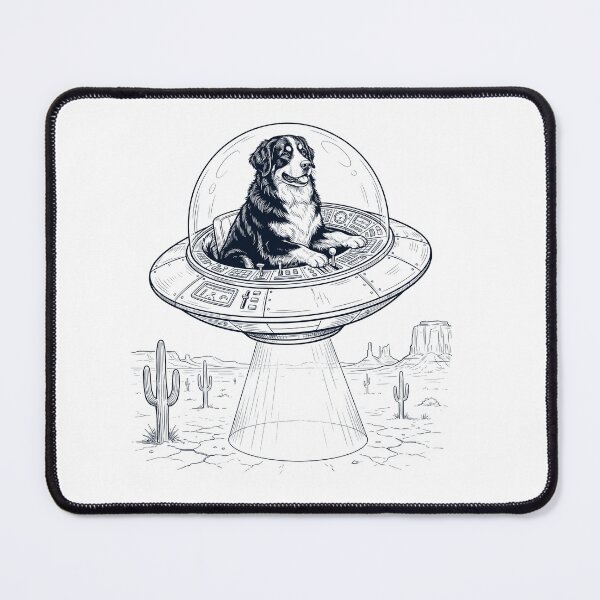 Item preview, Vintage Bernese Mountain Dog Riding UFO Dog Mom Dad Lover designed and sold by DoodleTortle.