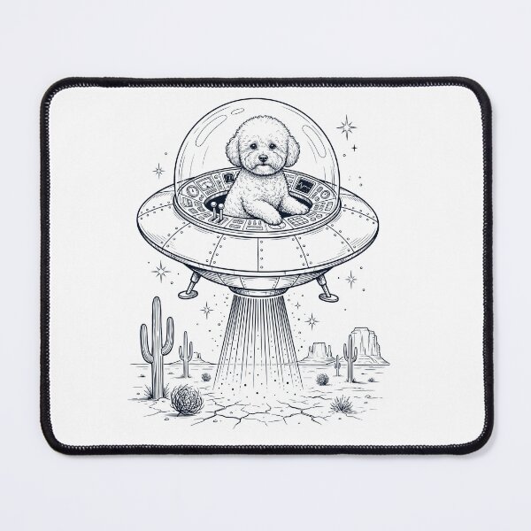 Item preview, Vintage Bichon Frise Riding UFO Dog Mom Dad Lover designed and sold by DoodleTortle.