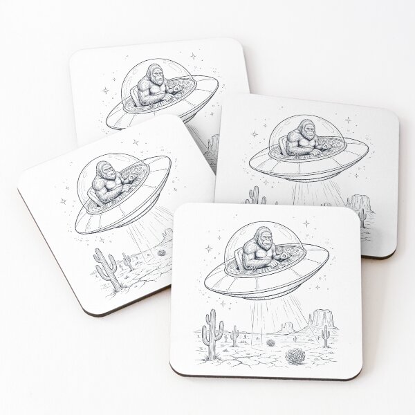 Item preview, Vintage Bigfoot Riding UFO Animal Lover designed and sold by DoodleTortle.