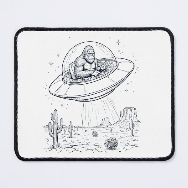 Item preview, Vintage Bigfoot Riding UFO Animal Lover designed and sold by DoodleTortle.