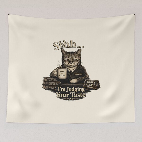 Item preview, Shhh Librarian Cat Judging Your Taste designed and sold by Dream-Fab.