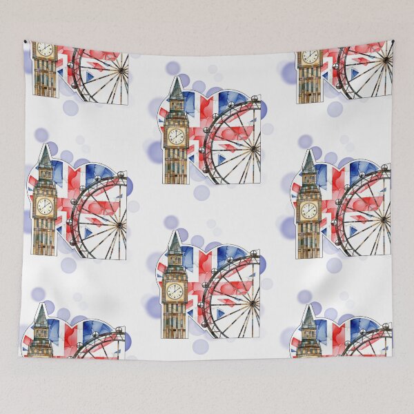Item preview, Big Ben London Eye and UK Heart Flag Travel Design designed and sold by iamKRUK.
