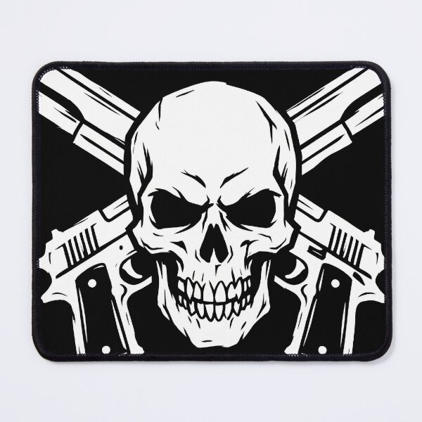 Item preview, White Skull and Crossed Handguns Minimalist Line Art Graphic designed and sold by seven things shop.