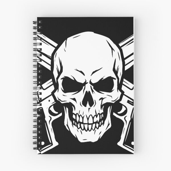 Item preview, White Skull and Crossed Handguns Minimalist Line Art Graphic designed and sold by seven things shop.