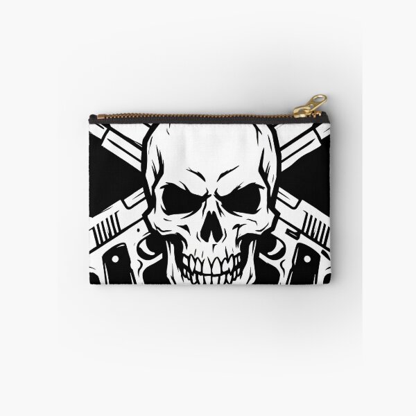 Item preview, White Skull and Crossed Handguns Minimalist Line Art Graphic designed and sold by seven things shop.