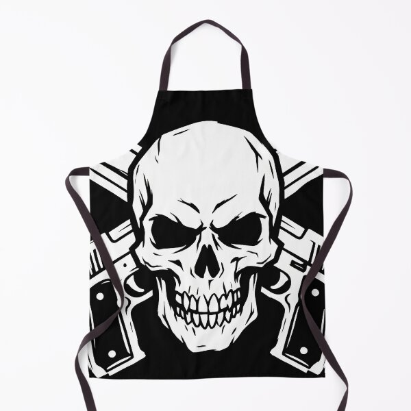 Item preview, White Skull and Crossed Handguns Minimalist Line Art Graphic designed and sold by seven things shop.