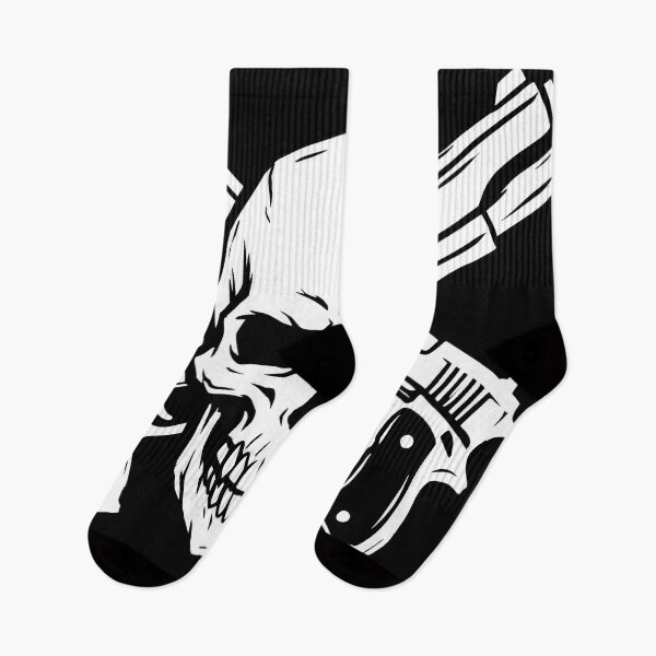 Item preview, White Skull and Crossed Handguns Minimalist Line Art Graphic designed and sold by seven things shop.