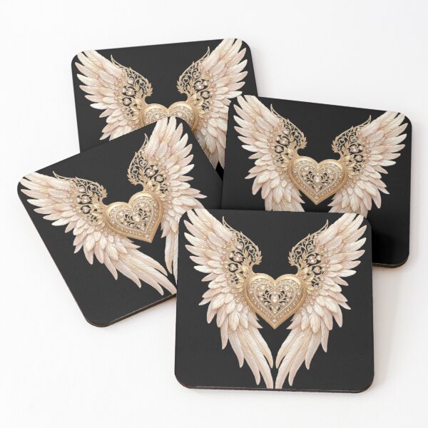 Item preview, Golden Heart with Angel Wings Jewelry Art designed and sold by RoyalDeluxGo.