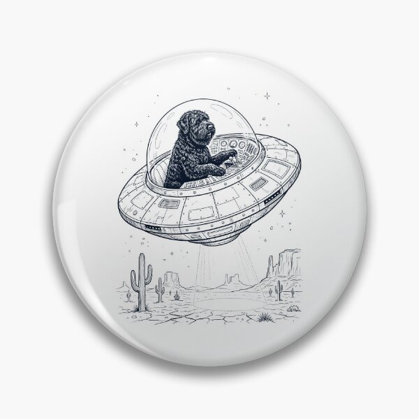 Item preview, Vintage Black Russian Terrier Riding UFO Dog Mom Dad Lover designed and sold by DoodleTortle.