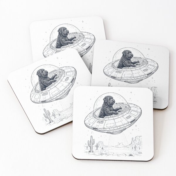 Item preview, Vintage Black Russian Terrier Riding UFO Dog Mom Dad Lover designed and sold by DoodleTortle.