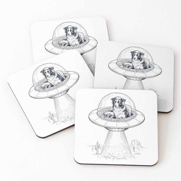 Item preview, Vintage Border Collie Riding UFO Dog Mom Dad Lover designed and sold by DoodleTortle.