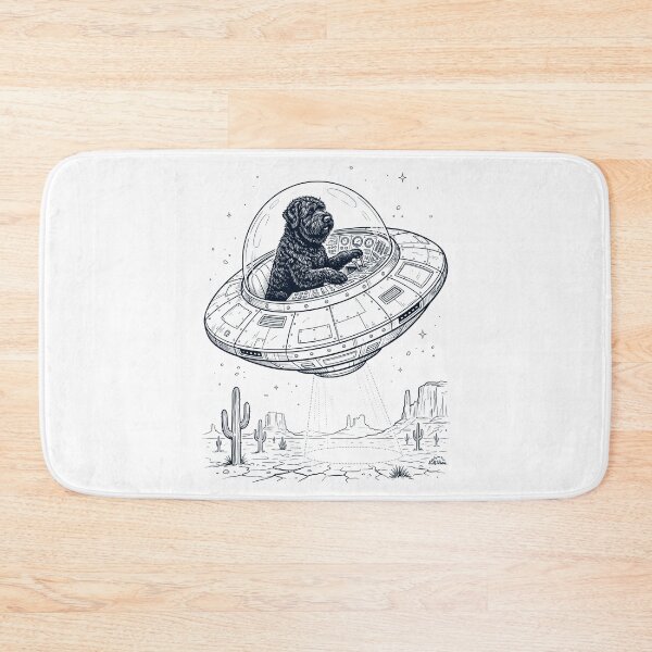Item preview, Vintage Black Russian Terrier Riding UFO Dog Mom Dad Lover designed and sold by DoodleTortle.