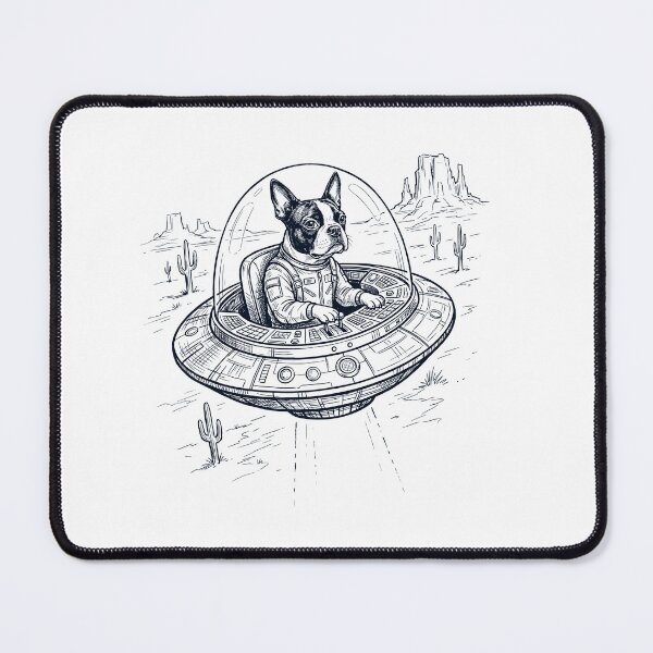 Item preview, Vintage Boston Terrier Riding UFO Dog Mom Dad Lover designed and sold by DoodleTortle.