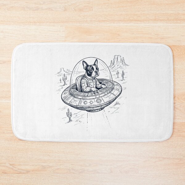 Item preview, Vintage Boston Terrier Riding UFO Dog Mom Dad Lover designed and sold by DoodleTortle.
