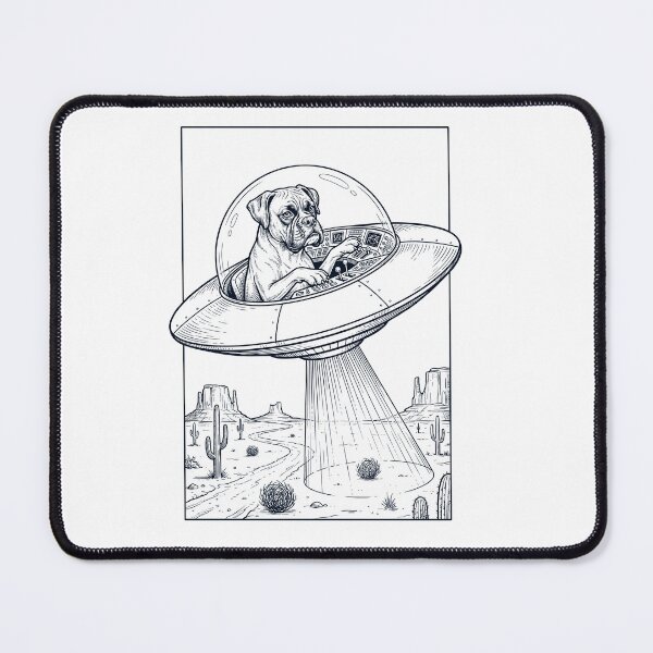 Item preview, Vintage Boxer Dog Riding UFO Dog Mom Dad Lover designed and sold by DoodleTortle.