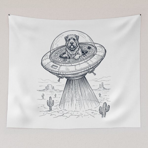 Item preview, Vintage Bouvier des Flandres Riding UFO Dog Mom Dad Lover designed and sold by DoodleTortle.