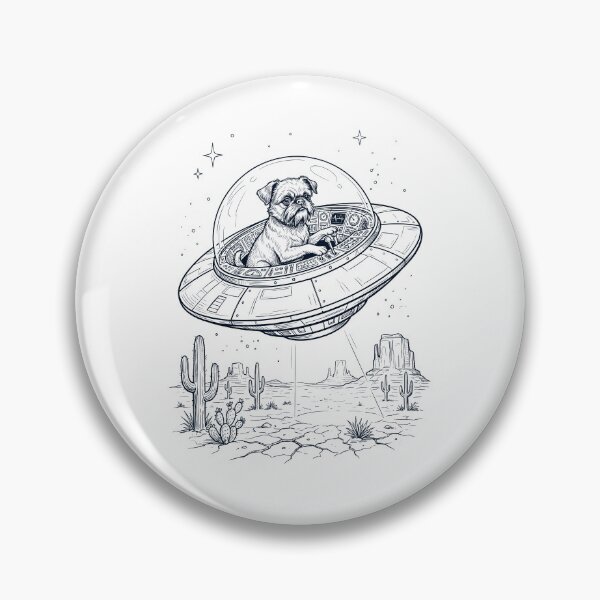 Item preview, Vintage Brussels Griffon Riding UFO Dog Mom Dad Lover designed and sold by DoodleTortle.
