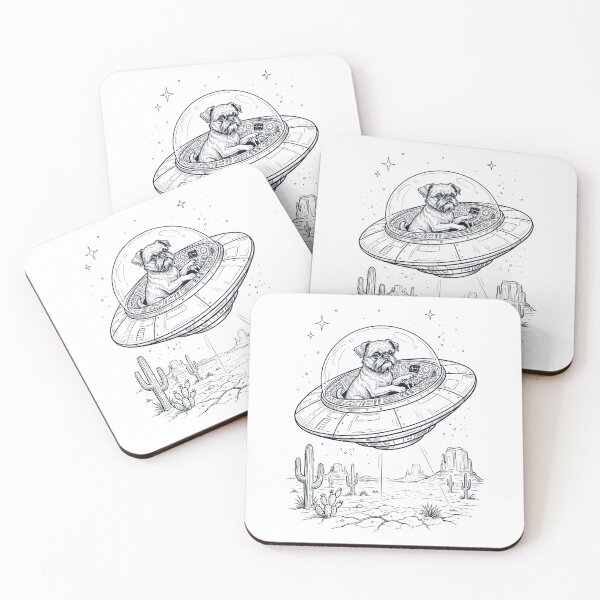Item preview, Vintage Brussels Griffon Riding UFO Dog Mom Dad Lover designed and sold by DoodleTortle.
