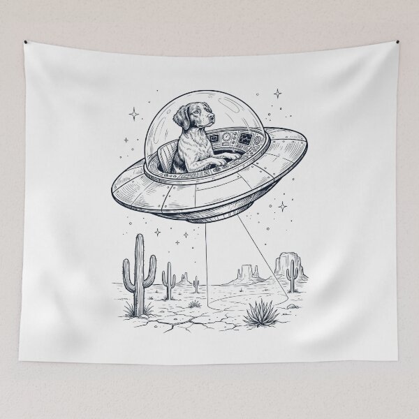 Item preview, Vintage Brittany Riding UFO Dog Mom Dad Lover designed and sold by DoodleTortle.