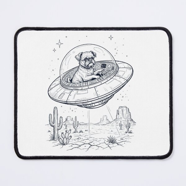 Item preview, Vintage Brussels Griffon Riding UFO Dog Mom Dad Lover designed and sold by DoodleTortle.
