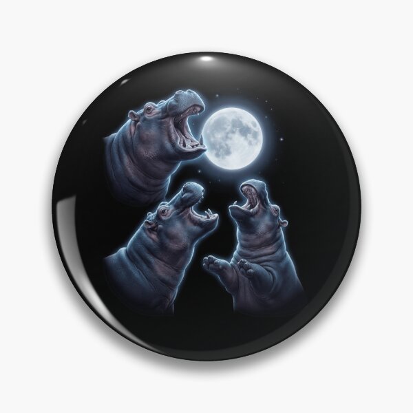 Item preview, Hippo Howling Moon Art Animal Lover designed and sold by TerryConnells.