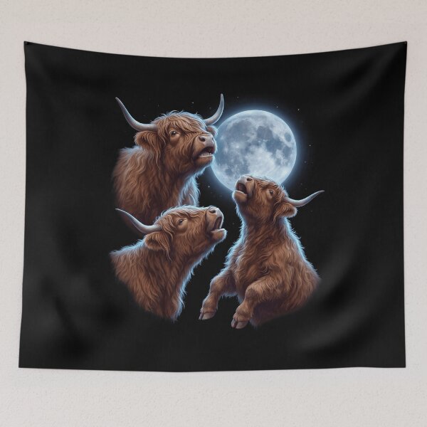 Item preview, Highland Cow Howling Moon Art Animal Lover designed and sold by TerryConnells.