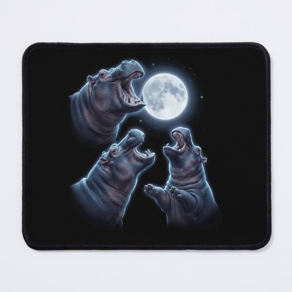 Item preview, Hippo Howling Moon Art Animal Lover designed and sold by TerryConnells.