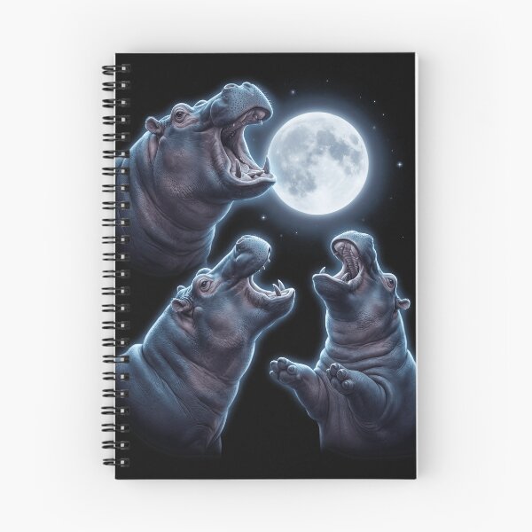 Item preview, Hippo Howling Moon Art Animal Lover designed and sold by TerryConnells.