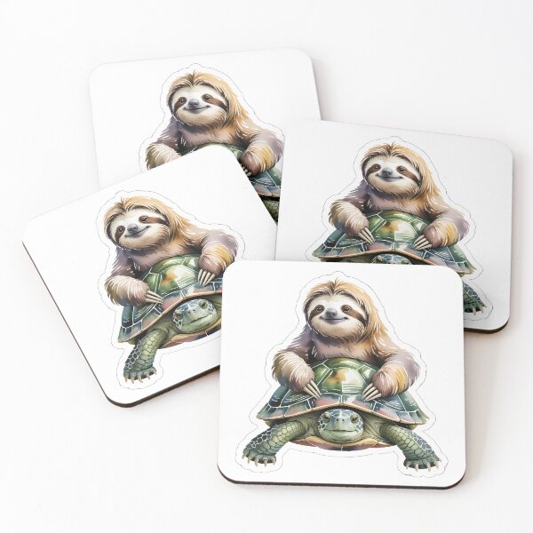 Item preview, Whimsical Sloth & Turtle Watercolor designed and sold by NiftyWrx.