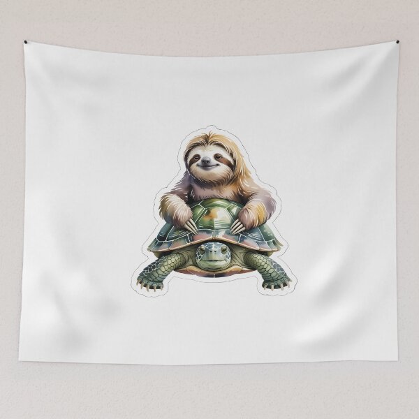 Item preview, Whimsical Sloth & Turtle Watercolor designed and sold by NiftyWrx.