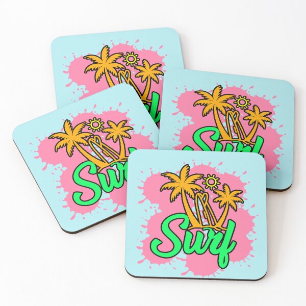 Item preview, Surf Palm Trees Pink Tropical Summer Retro 90s Beach designed and sold by AstronautMerch.