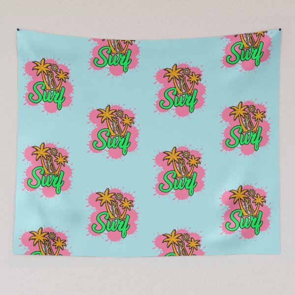 Item preview, Surf Palm Trees Pink Tropical Summer Retro 90s Beach designed and sold by AstronautMerch.