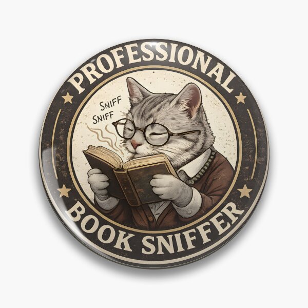 Item preview, Professional Book Sniffer Cat Vintage Badge designed and sold by Dream-Fab.