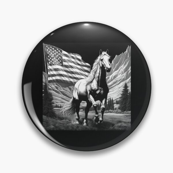 Artikelvorschau, Schwarz-weißes patriotisches Pferd mit amerikanischer Flagge entworfen und verkauft von inkoutninja.