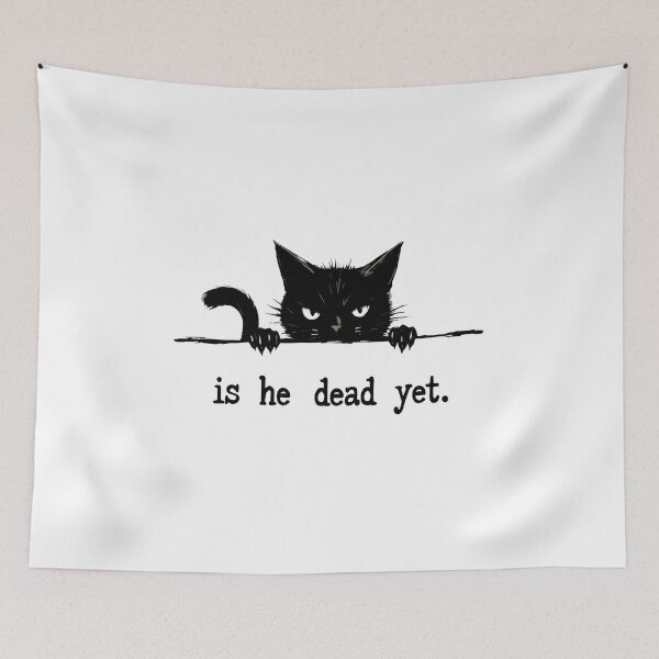 Item preview, Is He Dead Yet Black Cat Meme Dark Humor Gothic Shirt designed and sold by LunaMagicStudio.